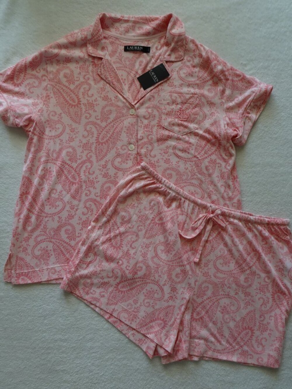 Lauren Ralph Lauren Women's 2-Pc. Pajamas Set Pink Paisley Size Large